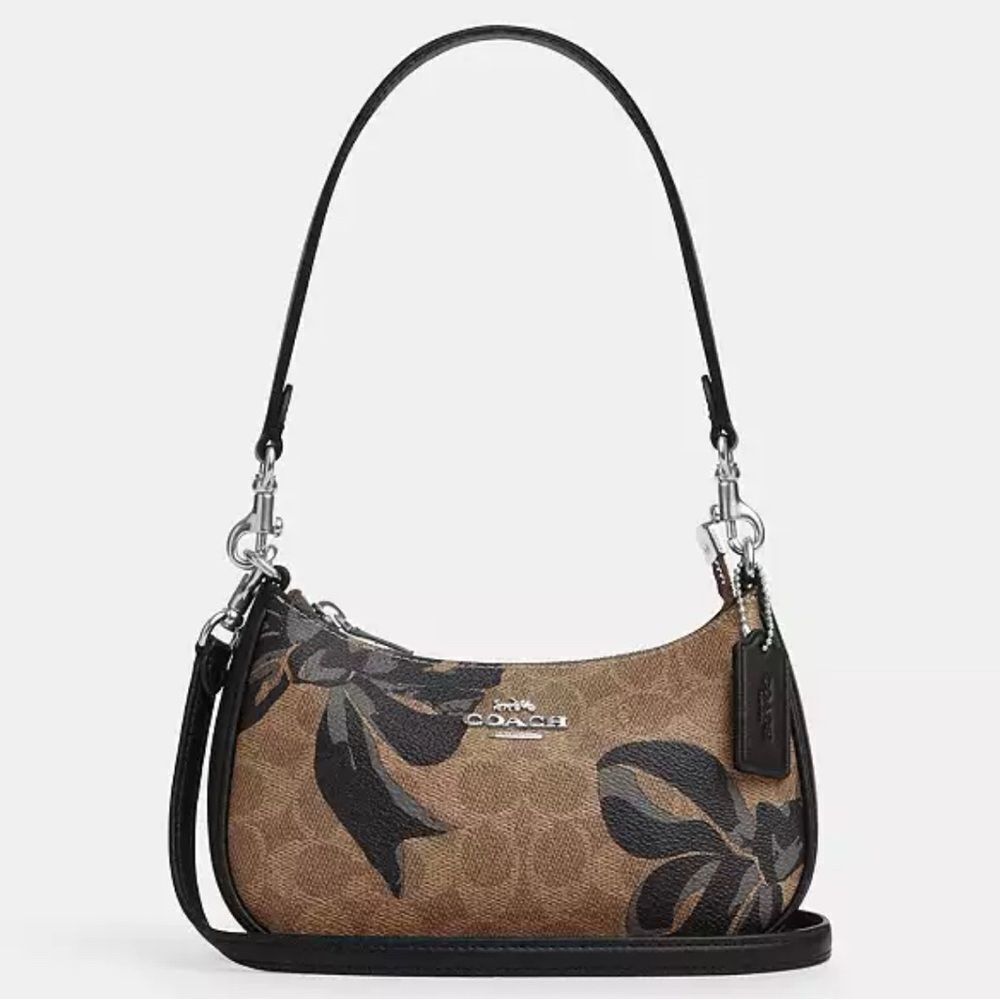 Coach Teri Mini Crossbody Bag In Signature Canvas With Bow Print Purse - Picture 9 of 9